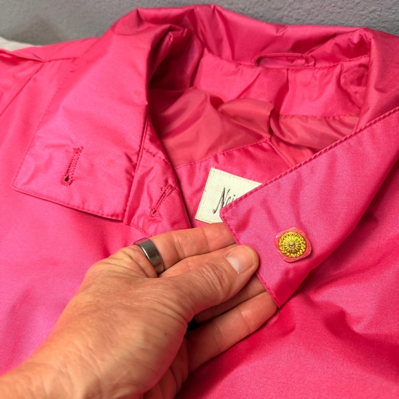 Neiman Marcus Sz 6 Princess Pink Oversized Trench Raincoat Nylon Water Resistant - Picture 11 of 12